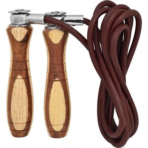 Leather Cable Wooden Handles Jump Speed Jump Rope